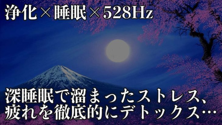 【睡眠導入・528Hz】優しく気持ちに響く癒やし音楽とソルフェジオ周波数で蓄積されたストレス、疲れを徹底的にデトックス…綺麗な心と体で深い眠りを