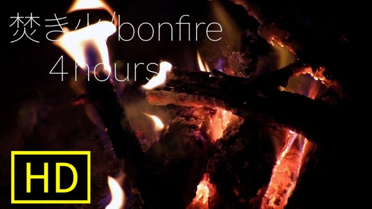 【４時間 安眠&作業用】焚き火/bonfire【癒しBGM &AMSR】