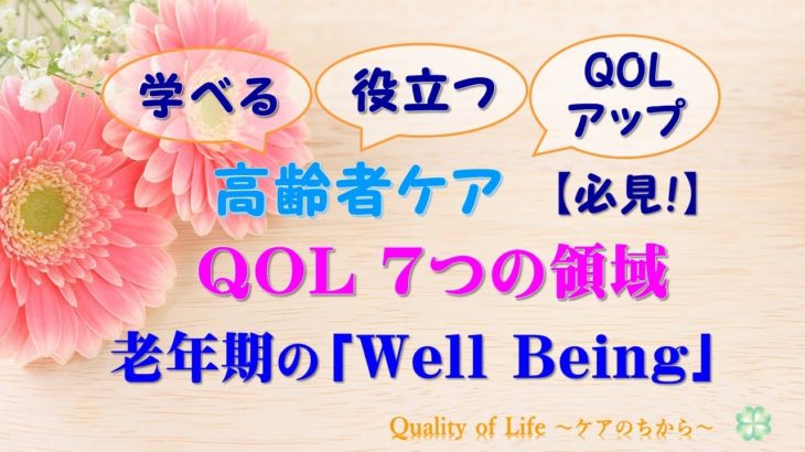高齢者ケア【必見！】老年期の「Well Being」／QOL7つの領域