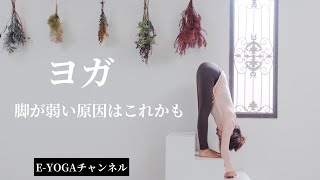 脚が弱い原因の一つかもしれません。ヨガの前屈移動