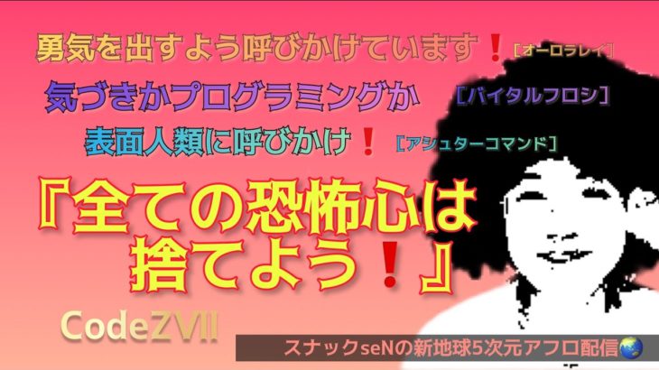 勇気を出すよう呼びかけています❗️気づきかプログラミングか❗️CodeZⅦ❗️表面人類へ呼びかけ❗️愛と魂の宇宙メッセージを配信する5次元真実スピリチュアル裏番組❗️