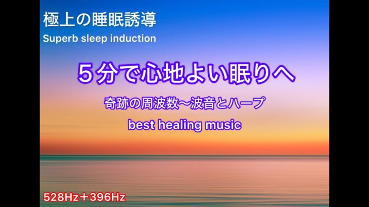 奇跡の周波数〜波音と夏の虫の音[睡眠・瞑想・癒し・リラックス・寝かしつけ・健康・ハープ・528Hz・396Hz]