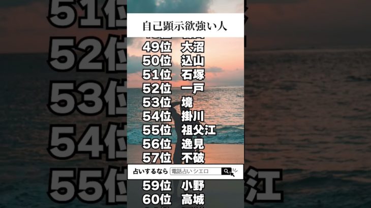 【名前占い】自己顕示欲強い人ランキングTOP100 #占い #スピリチュアル #名前占い