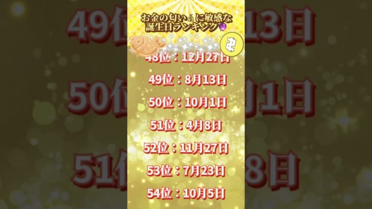 お金の匂い💰に敏感な🎂ランキング🔮　#占う #スピリチュアル #占い #うらない #運命 #誕生日占い #金運アップ #富豪 #お金に困らない