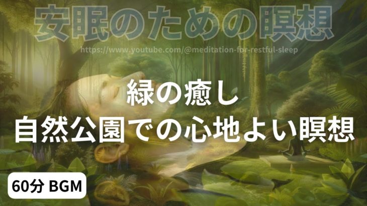 緑の癒し：自然公園での心地よい瞑想　　【睡眠】【60分】【BGM】【瞑想】【NO VOICE】