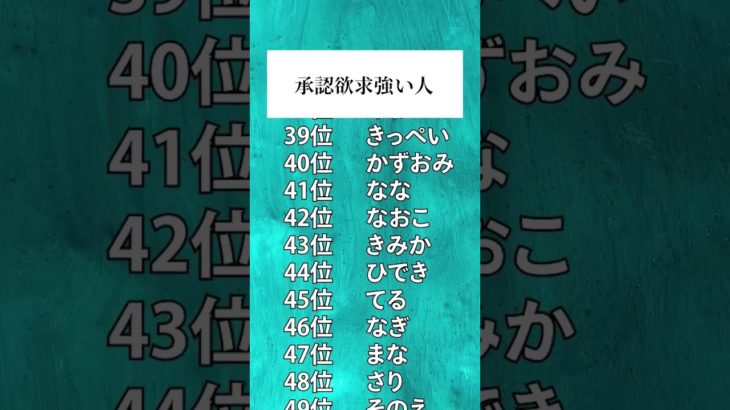 【名前占い】承認欲求強い人ランキングTOP100 #占い #スピリチュアル #名前占い
