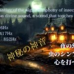 【癒し・リラックス・睡眠・瞑想・ソルフェジオ周波数・ヒーリング・bgm】396Hz+417Hz+852Hz 神秘の神音・夜の幻想・虫のシンフォニー・心を打つ響き