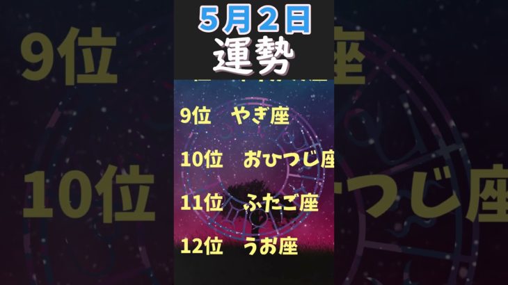 【占い】５月２日 運勢順位　#Shorts #占い #スピリチュアル #星座 #運勢
