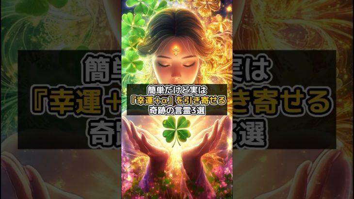 簡単だけど実は『幸運＋α』を引き寄せる奇跡の言霊3選 #shorts #言霊 #幸運 #金運 #スピリチュアル  VOICEVOX:青山龍星