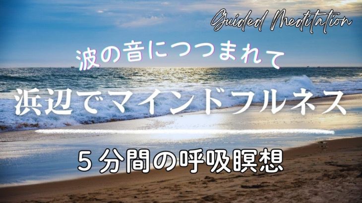 【5分】浜辺でマインドフルネス｜波の音につつまれて｜説明最小限｜呼吸瞑想｜誘導瞑想｜