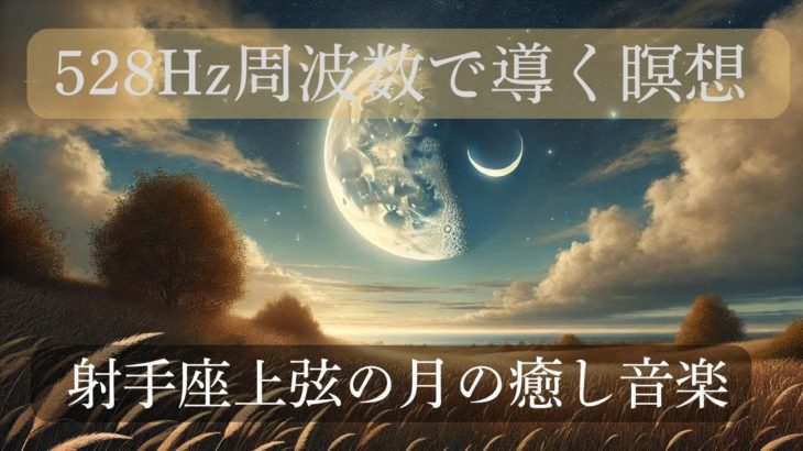 528Hz周波数で導く瞑想 | 射手座上弦の月の癒し音楽【射手座上弦の月】【瞑想】【マインドセット】