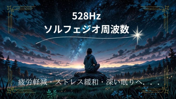 【528Hz・睡眠導入】癒しの瞑想音楽と、DNA修復作用のあるソルフェジオ周波数で質の高い深い眠りへ…    睡眠導入・疲労軽減・ストレス緩和