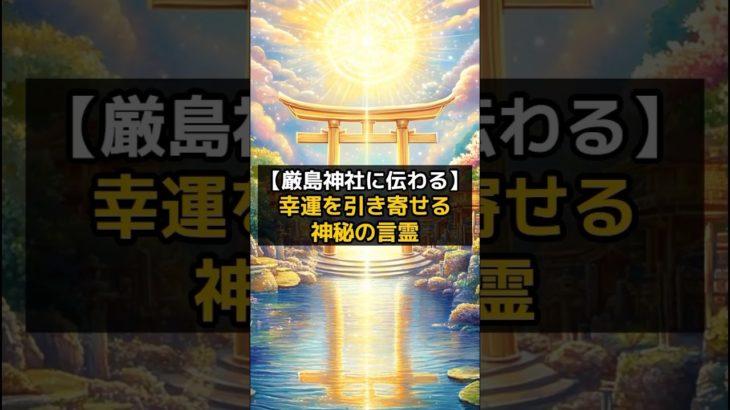 【厳島神社に伝わる】幸運を引き寄せる神秘の言霊 #shorts #言霊 #引き寄せ #スピリチュアル #厳島神社 VOICEVOX:青山龍星