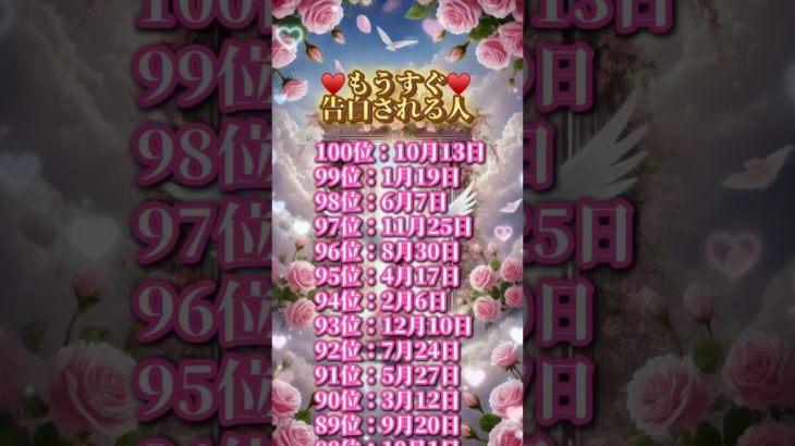 もうすぐ告白される人 誕生日ランキング #恋愛成就 #スピリチュアル #占い #誕生日 #ランキング