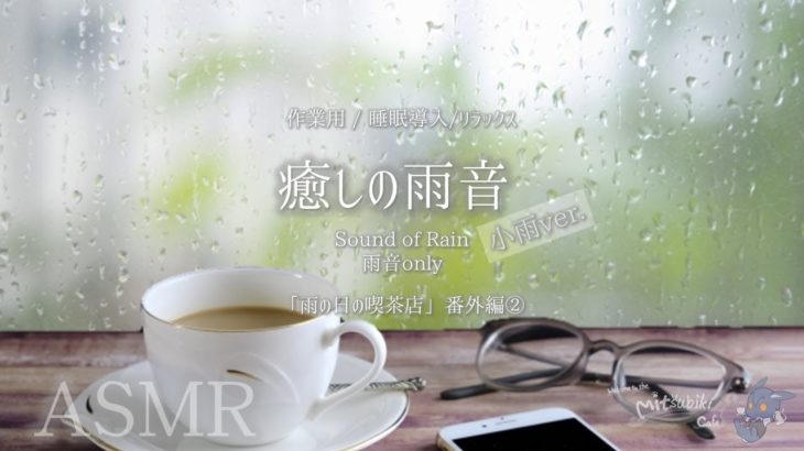 【ASMR】癒しの雨音 [ 60分間 ] 睡眠時、リラックスしたい時、作業用BGM【雨の日の喫茶店・番外編② 小雨】