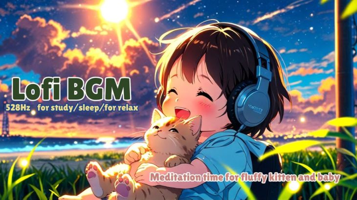 #猫 #lofi #fluffy  #癒し #赤ちゃん ふわふわの子猫と赤ちゃんの瞑想タイム 528HzLofiで心安らぐ夜