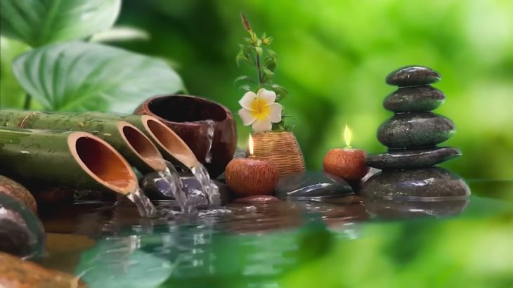 時 自然の音とともに音楽をリラックス バンブーウォーターファウンテン | 癒し音楽BGM