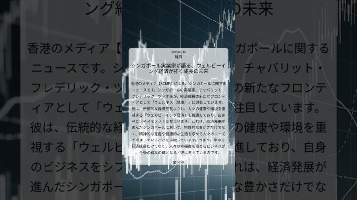 シンガポール実業家が語る、ウェルビーイング経済が拓く成長の未来｜SCMP｜2025/09/16｜経済